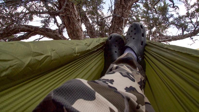 Relaxing back at camp on a solo hunt