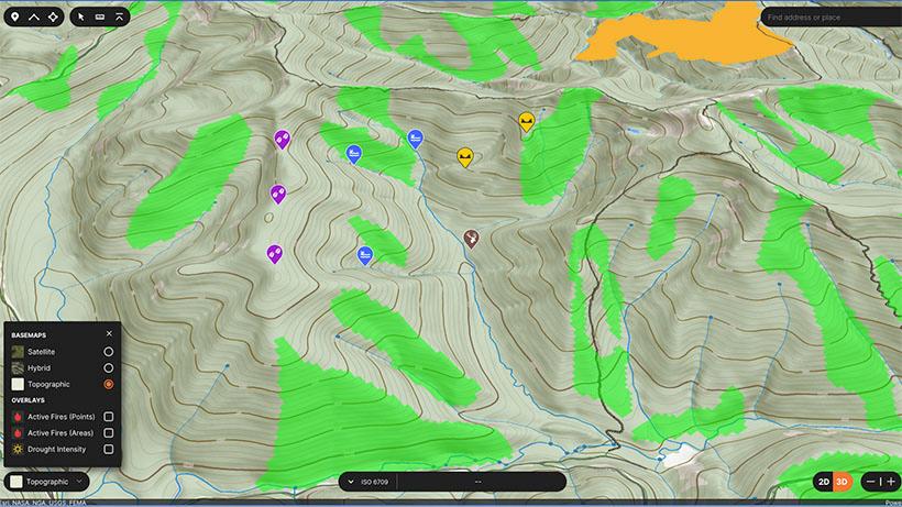 Using the Terrain Analysis Tool and topographical map to locate areas to elk hunt