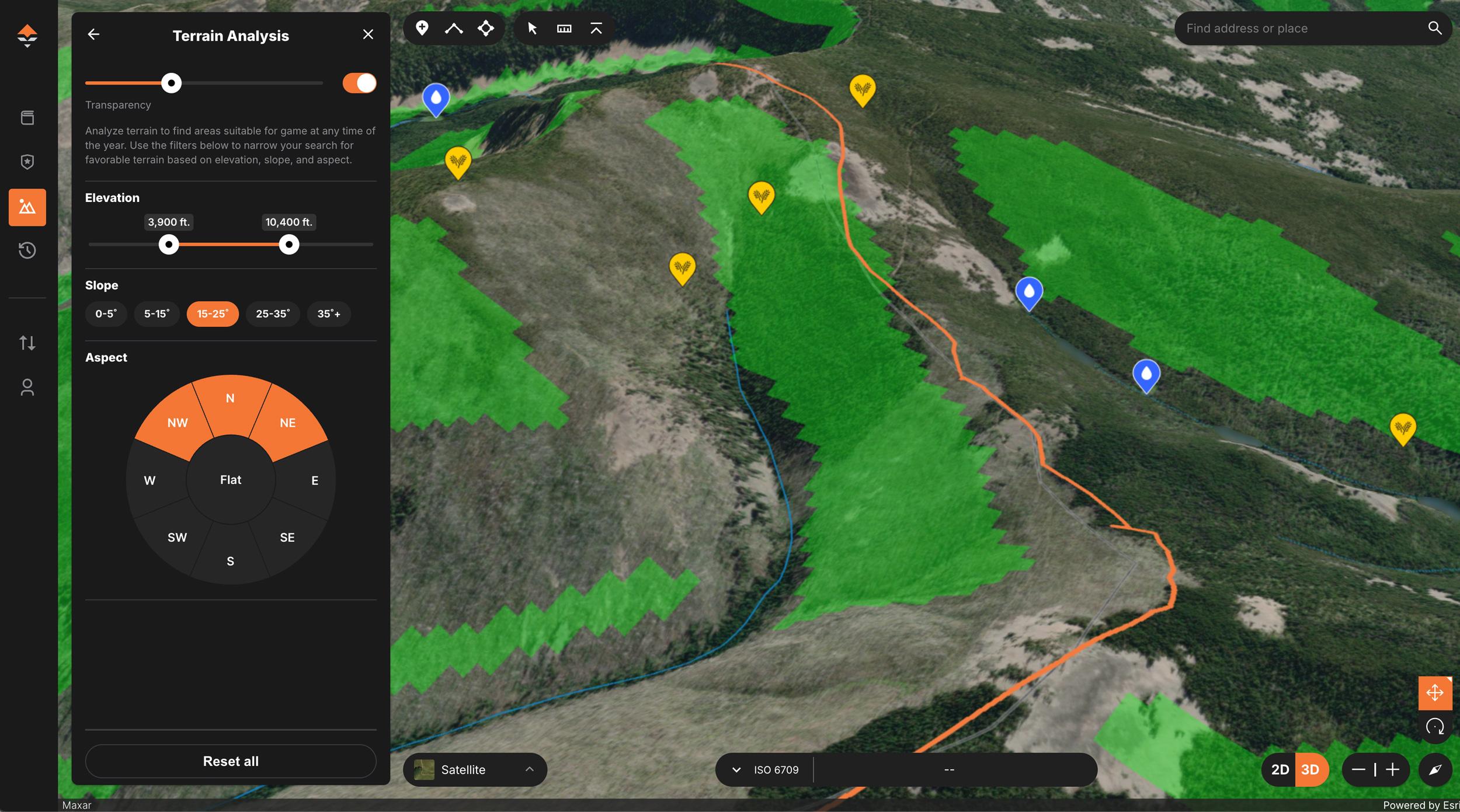 Using GOHUNT's Terrain Analysis Tool to find bedding areas for elk