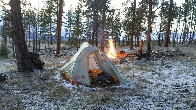 Backcountry hunting campsite