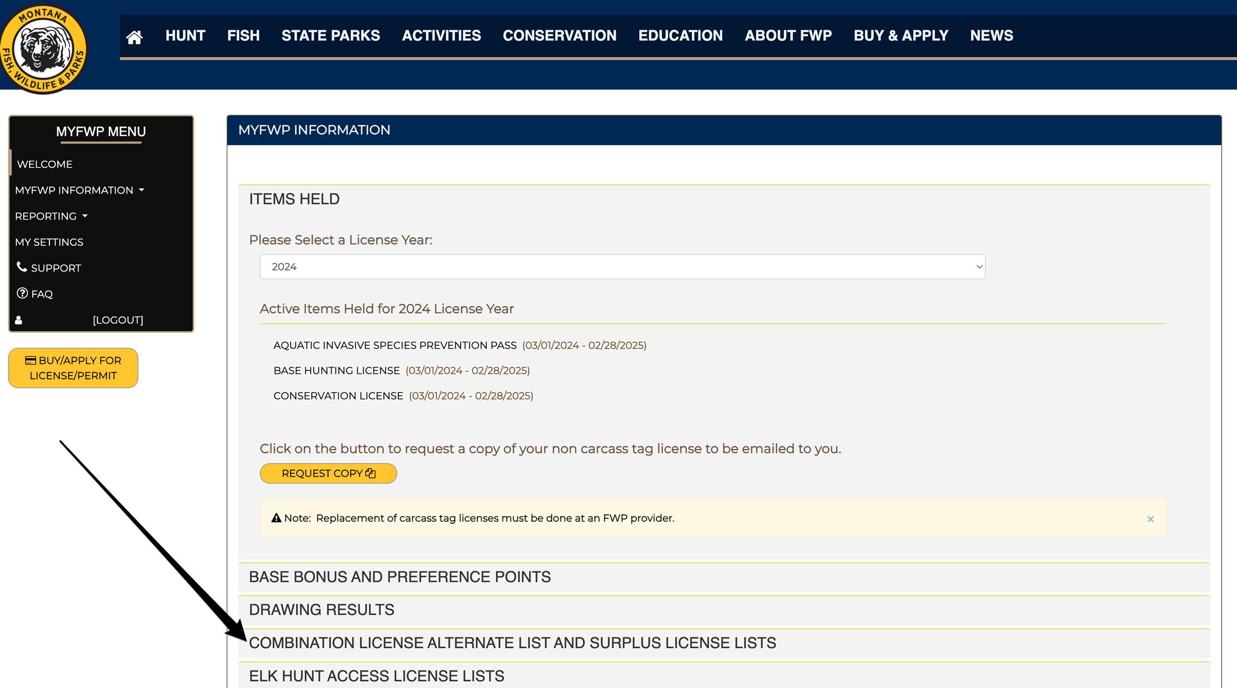 Registering for Montana nonresident general deer, elk or big game alternate list