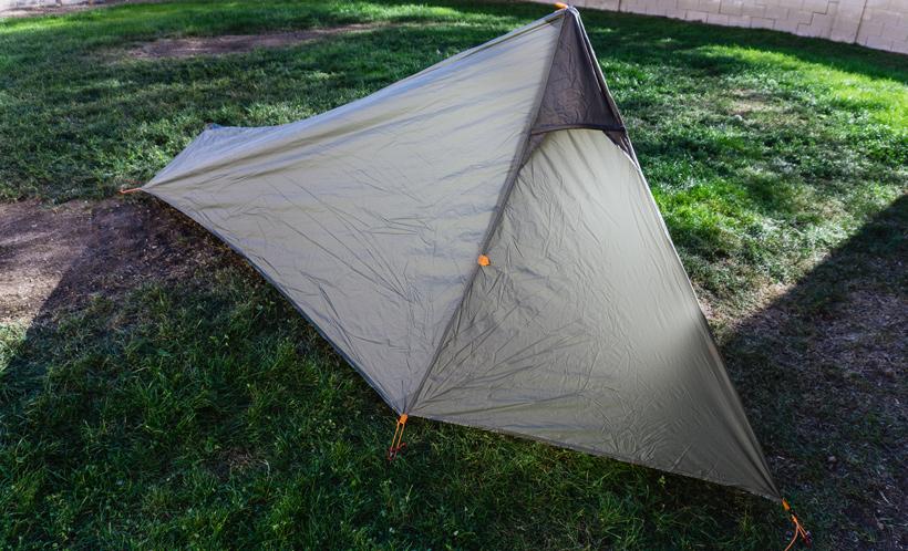 Pic 4 pitching tent with trekking poles