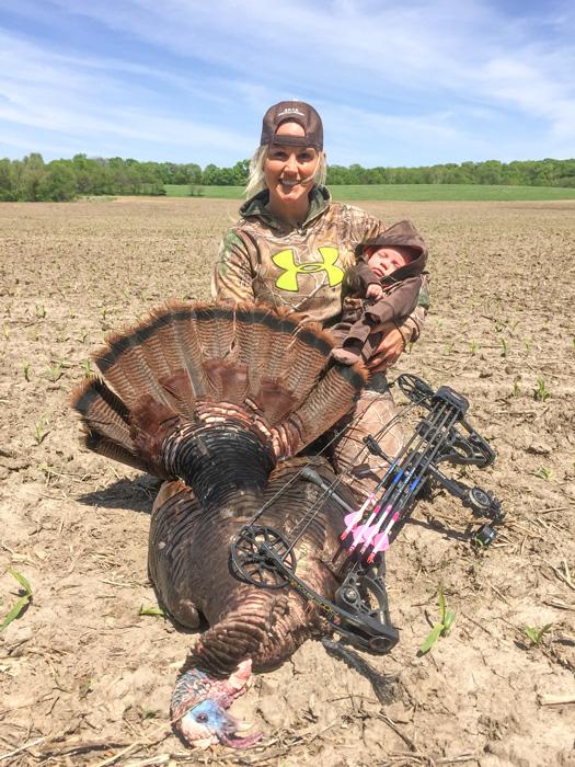 Tiffany Lakosky and son Cameron turkey hunting