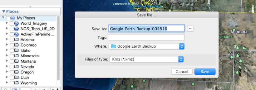 Saving backup copy of your google earth hunting waypoints