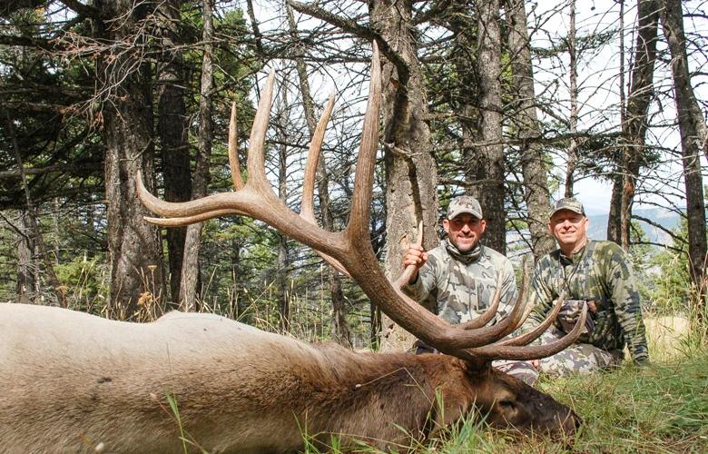 Jason hairston and jay scott with a montana bull elk 1