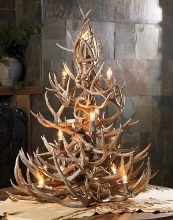 Deer antler Christmas tree with lights