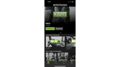 Screenshot of mtntough fitness mobile app