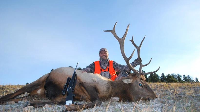 Daniel Smith with his Montana bull elk - V1