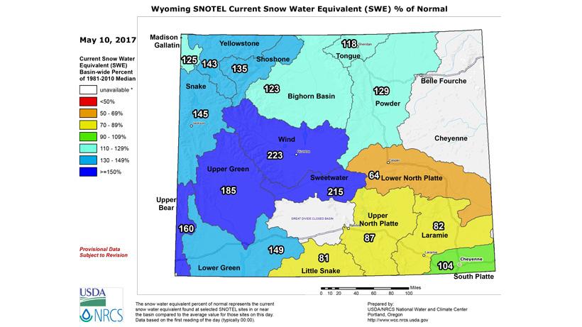 May 2017 snow water equivalent for wyoming