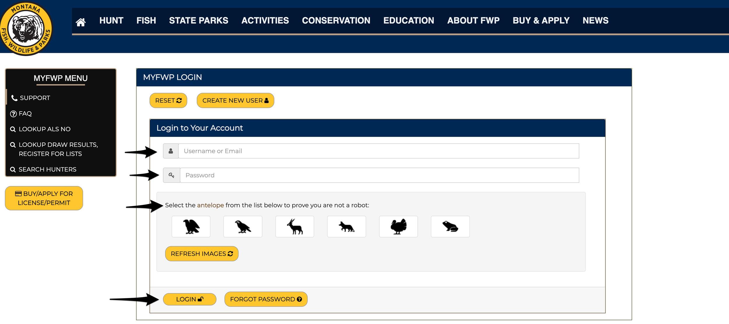 How to log in to your MyFWP hunting account