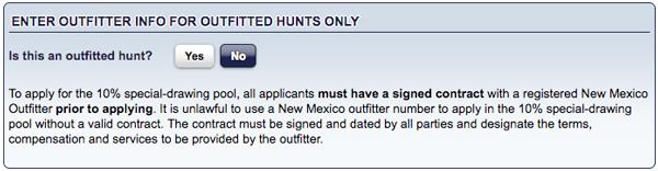 Entering the new mexico guided draw