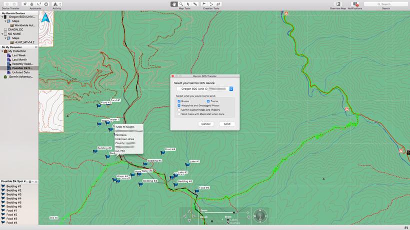Sending your elk scouting information to your GPS