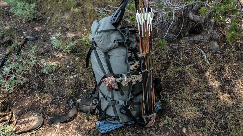 Tightspot quiver holding extra arrows on backpack