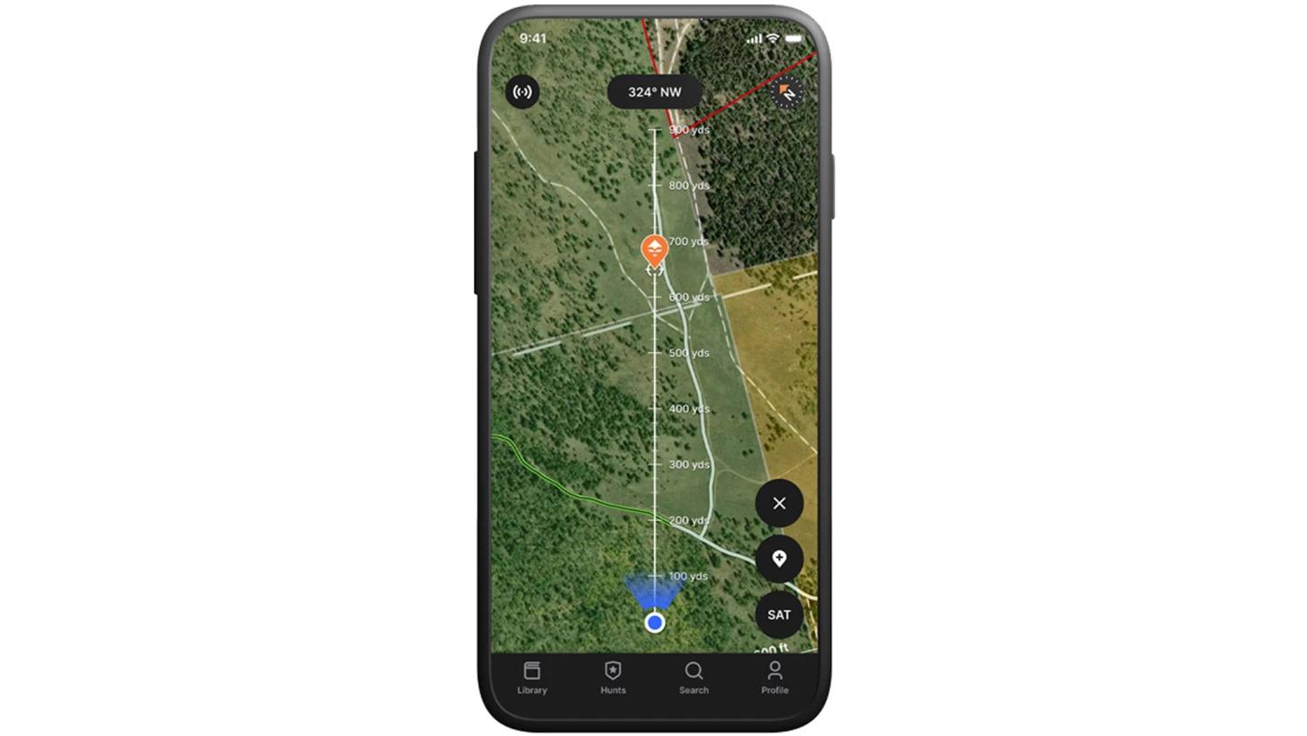 Example of GOHUNT Rangefinder tool on the mobile app