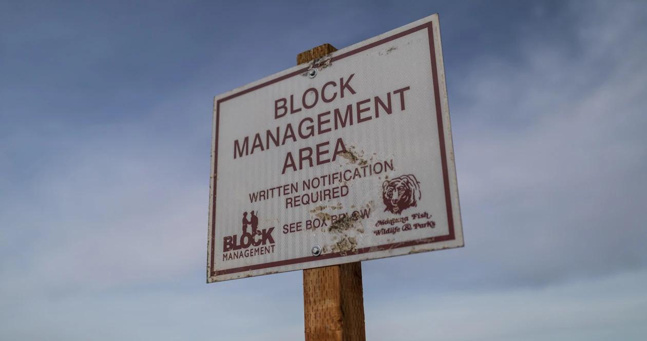Montana block management sign in box for hunting 1