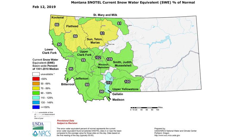 Montana snow water equivalent february 2019_1