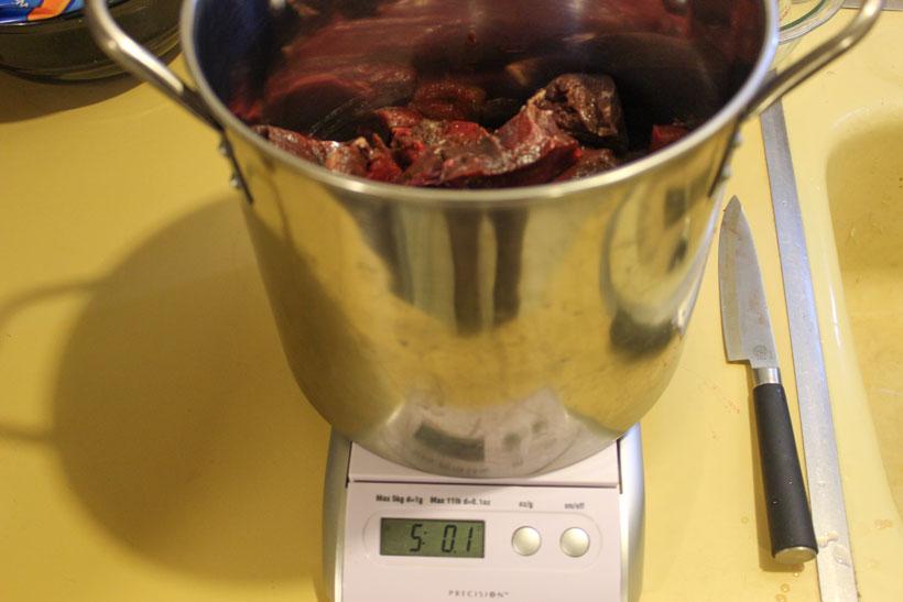 Weighing out meat 11
