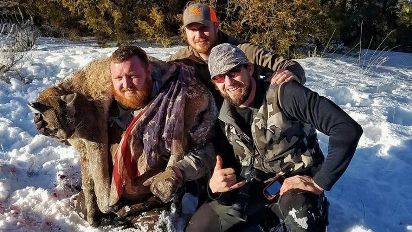 Group of us veterans and a harvested montana mountain lion