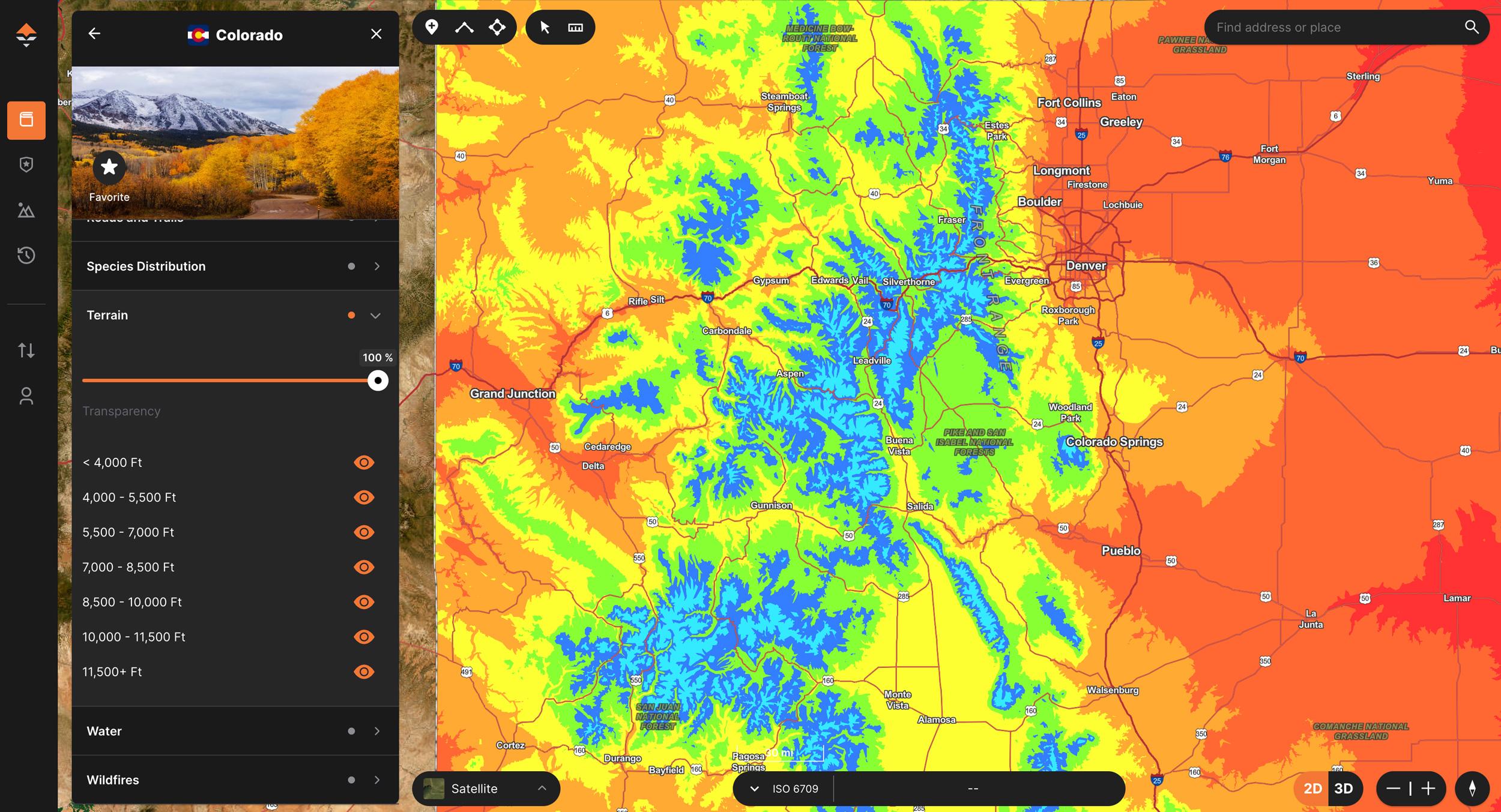 Elevation bands heatmap when looking at a state to e-scout and hunt