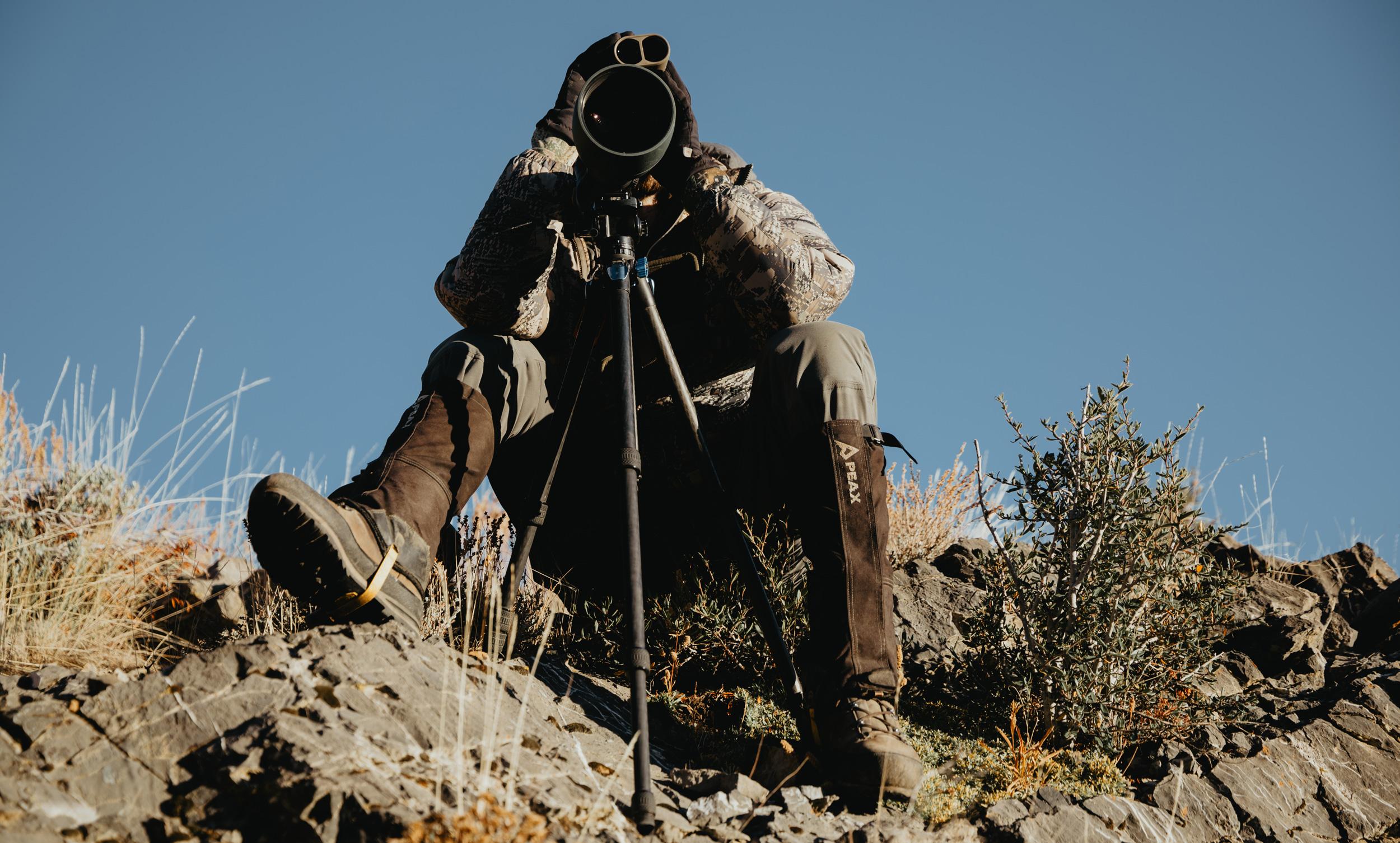 Brady Miller wearing Peax Storm Castle Gaiters on an elk hunt