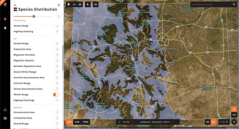 Winter range maps for shed hunting