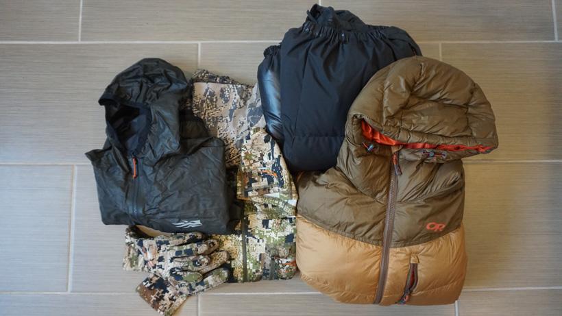 Packed clothes for archery elk hunting