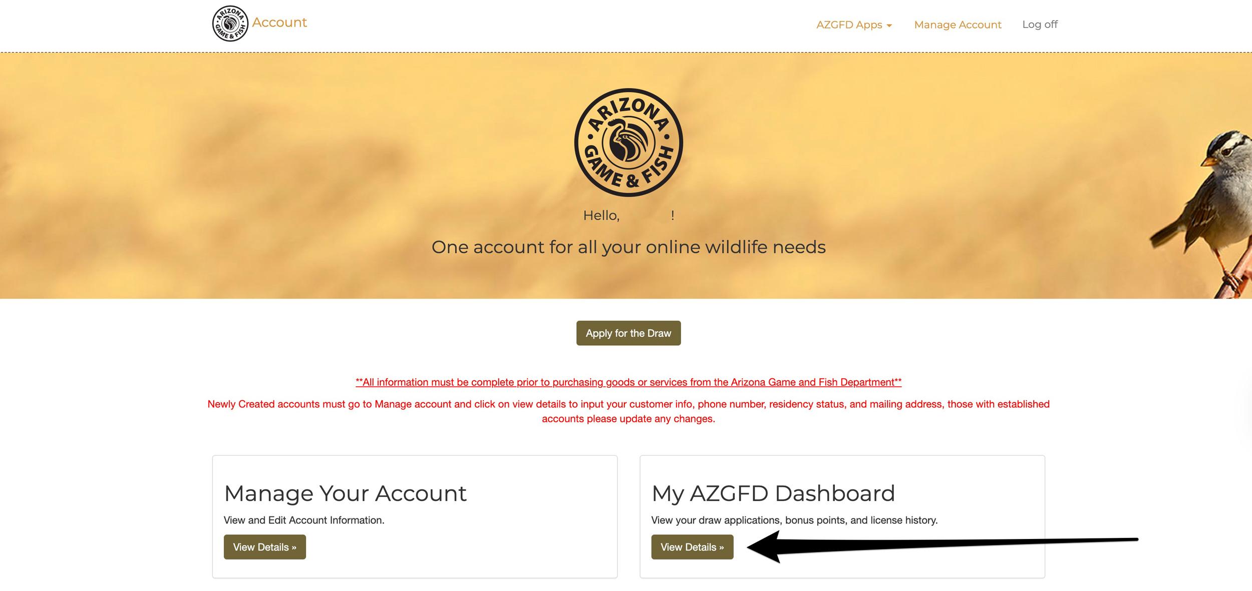 Access the My AZGFD Dashboard to view your hunting bonus points