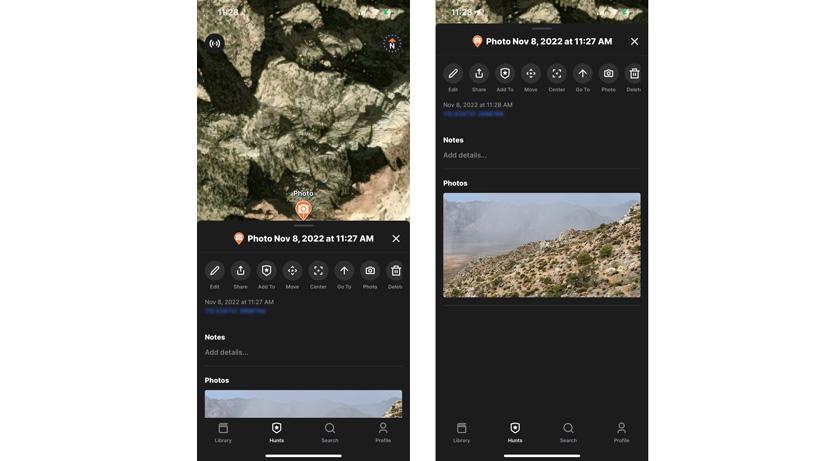 Saved photo waypoint on gohunt maps