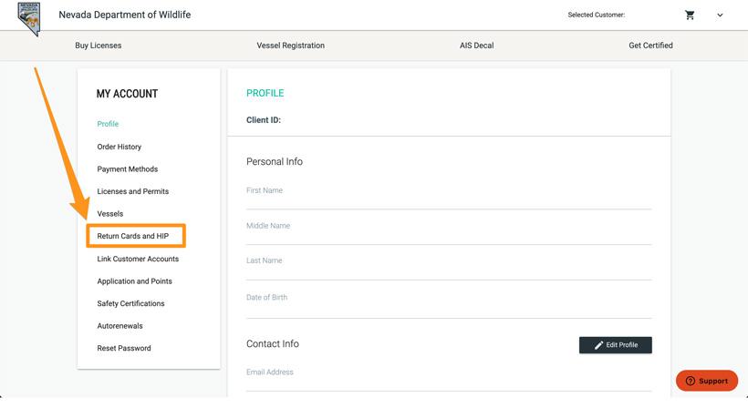 Submitting nevada harvest card
