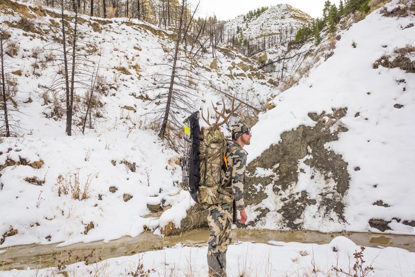 Brady miller packing out an archery mule deer buck