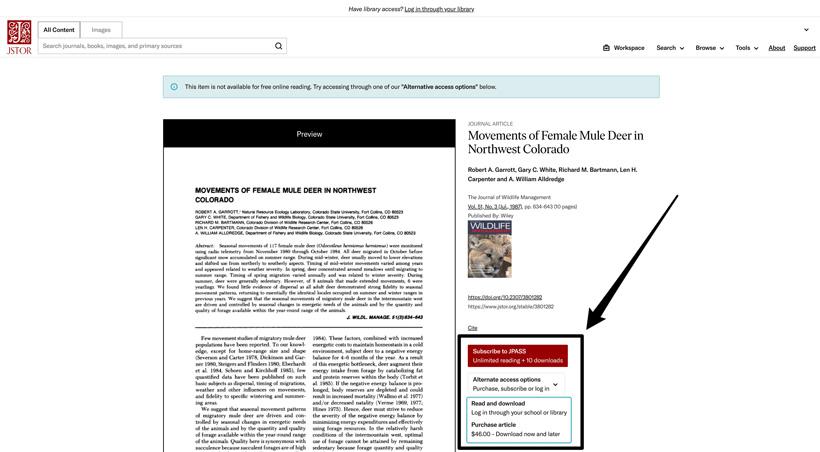 Paying for monthly access to wildlife journals