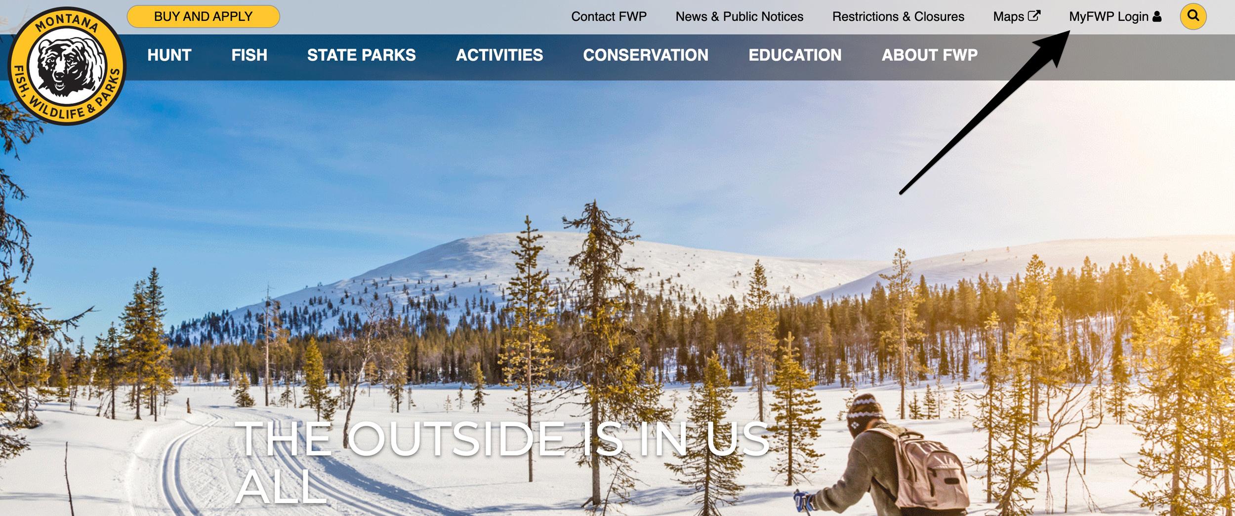 Clicking over to the MyFWP Montana login page