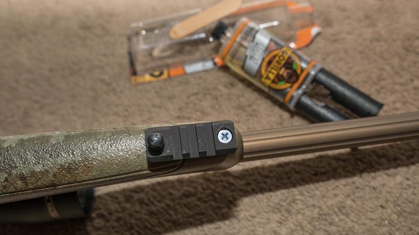 Placing epoxy to attach picatinny rail to rifle