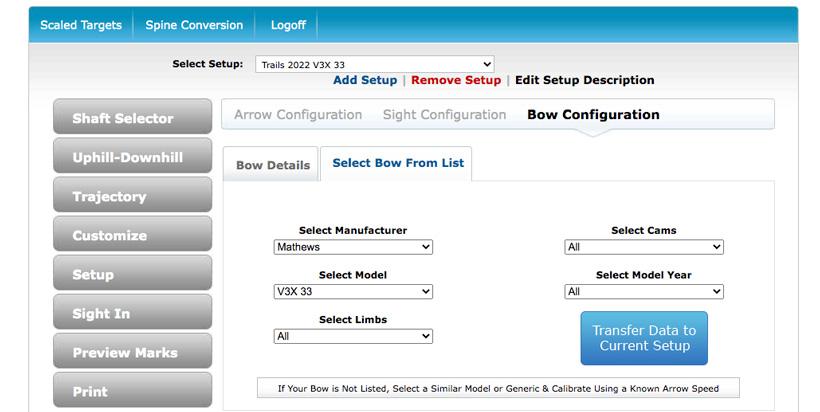Select bow from list