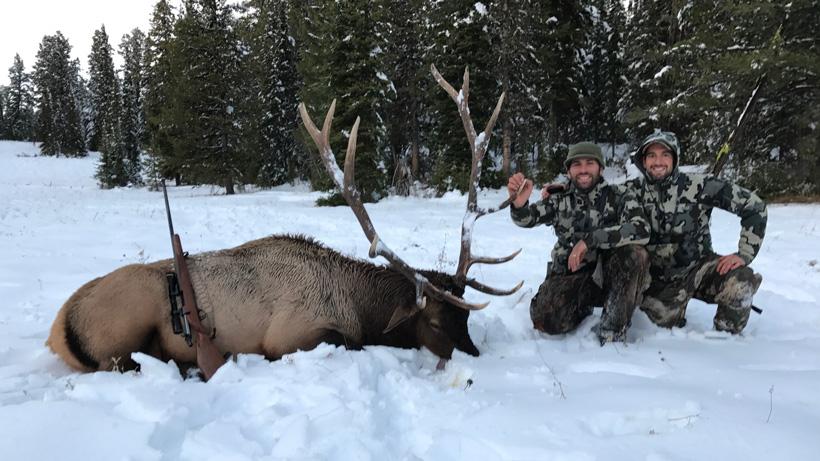 Avo and steve with a hard earned wyoming bull elk