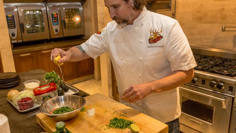 Adding ingredients to salsa