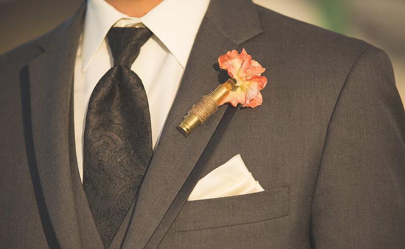 Hunting themed wedding lapel