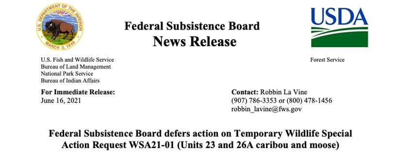 Screenshot of alaska temporary wildlife special action request wsa21 01
