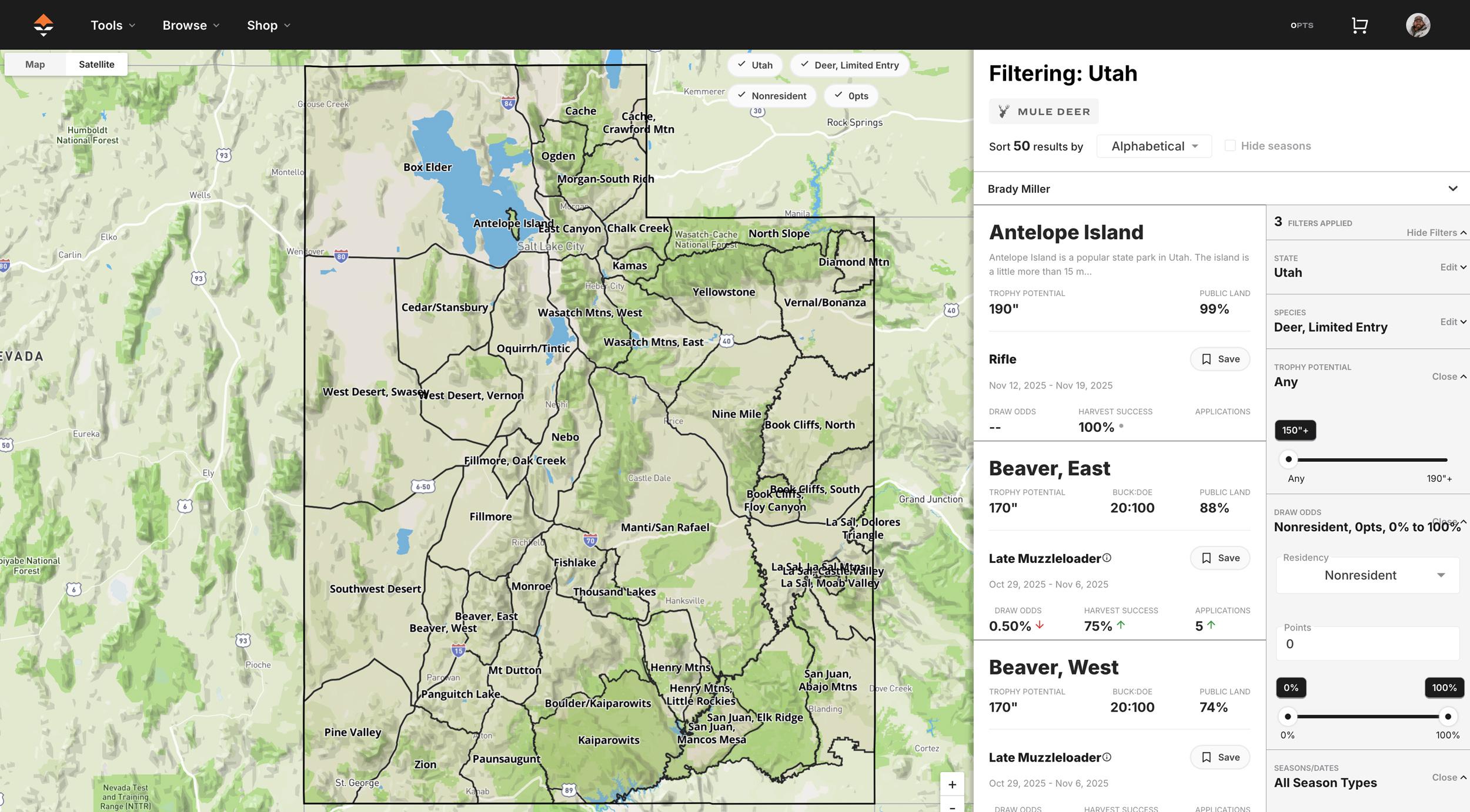 Utah deer limited entry map and hunting research example