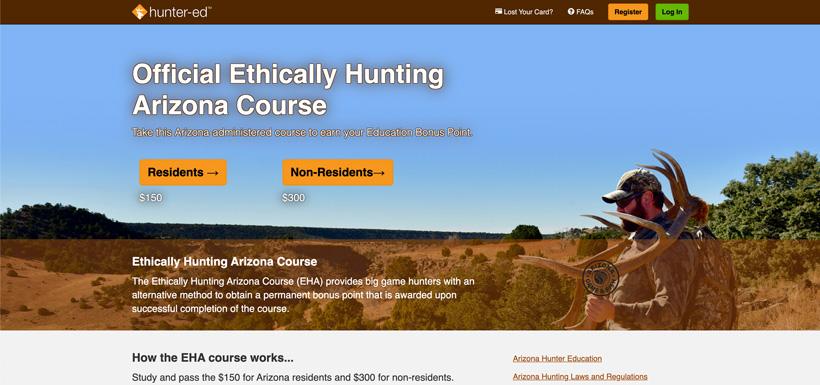 Arizona's official Ethically Hunting Arizona course to receive a bonus point for future applications