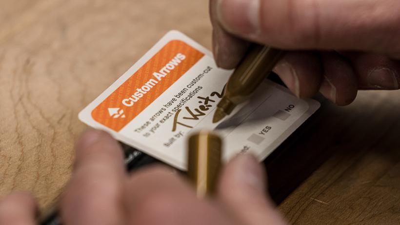 GOHUNT's custom arrow cutting signed after completion