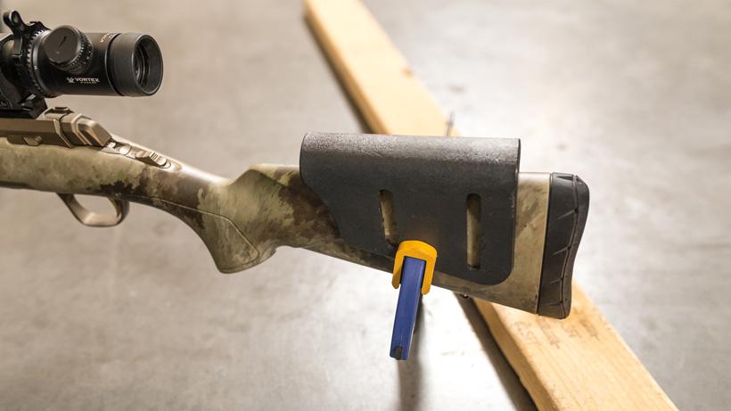 Mocking up karsten cheek piece on rifle 2