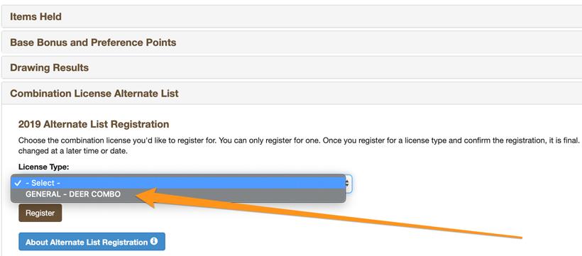 Montana general deer combo alternate list