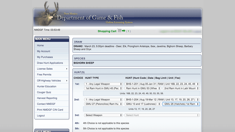New mexico bighorn sheep application process