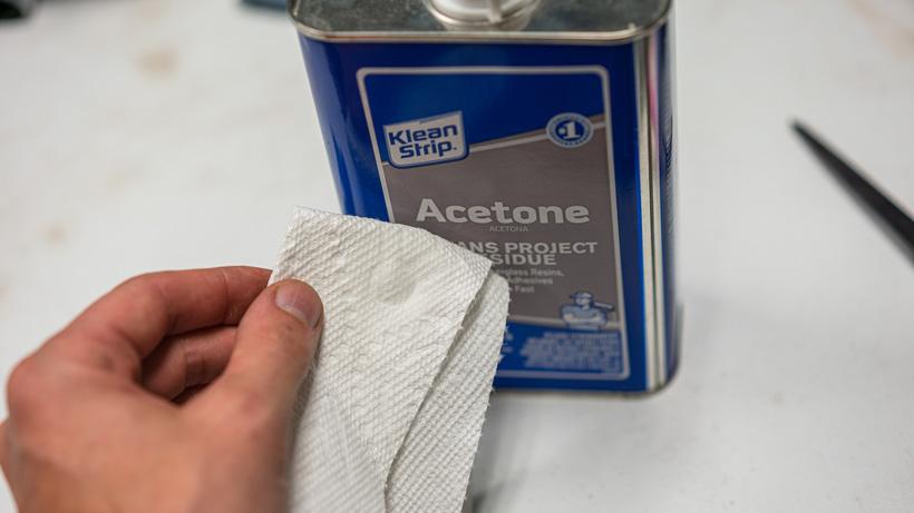 Acetone on paper towel