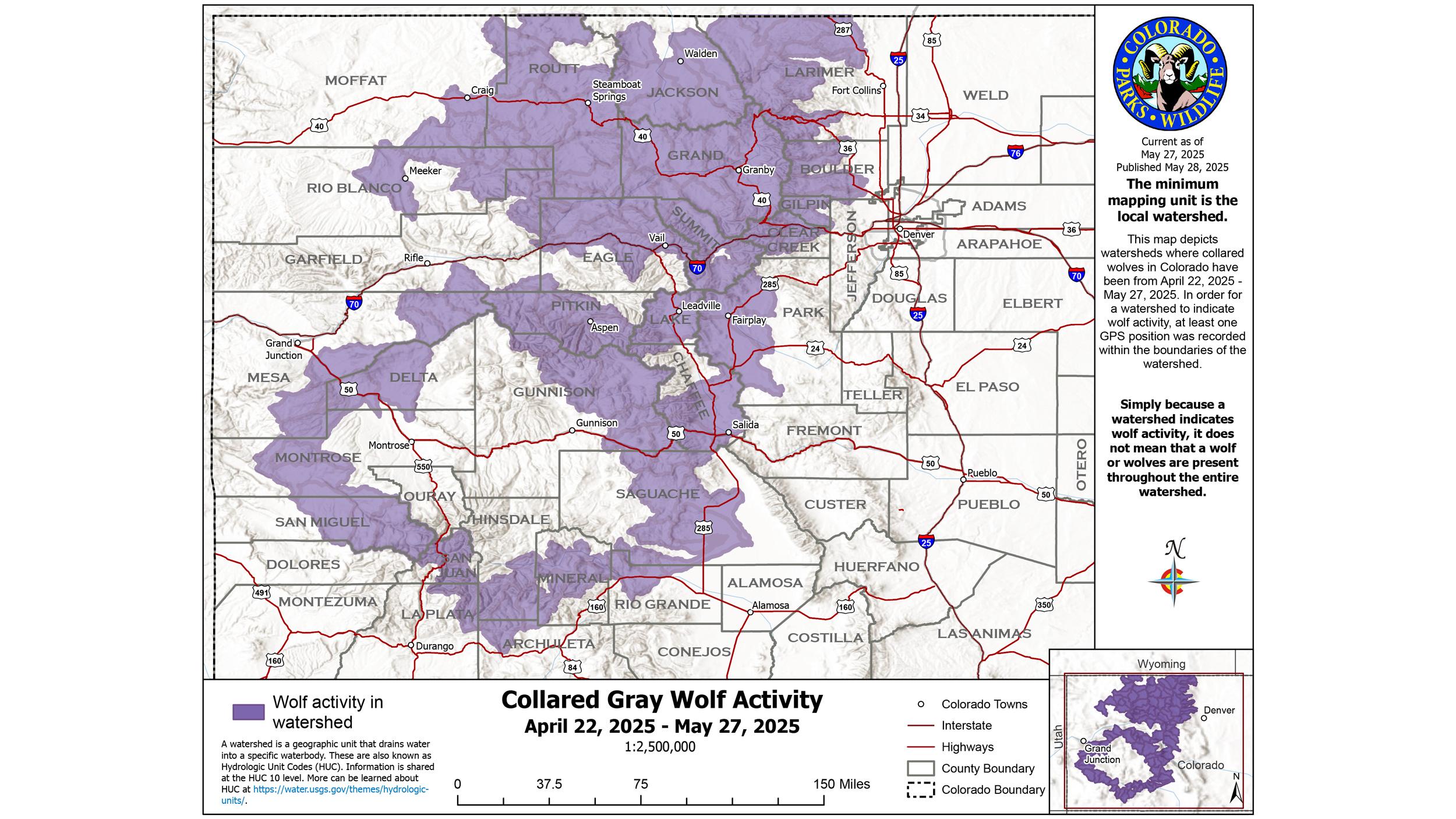 Updated collared wolf activity in Colorado