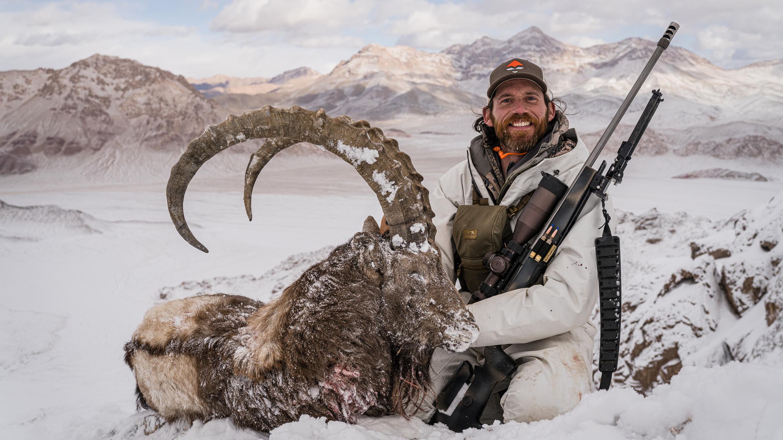 Brady Miller with an ibex taken in Tajikistan with a Browning X-Bolt rifle