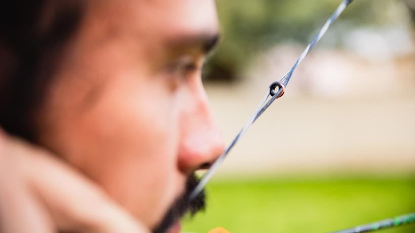 Long draw archery hold practice