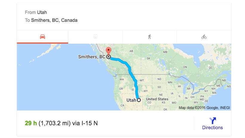 Making the long drive to our mountain goat hunt