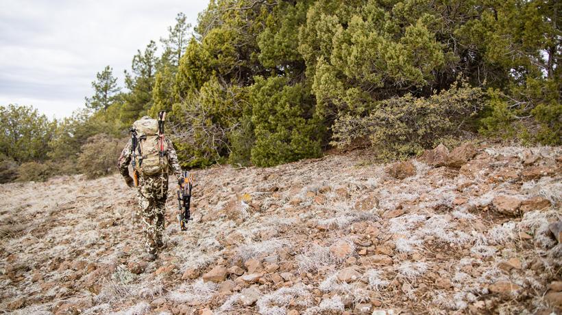 Hiking in the mountains on a hunt